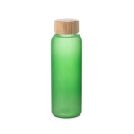 Bouteille en verre avec finition mate et bouchon en bambou 500 ml. couleur vert clair