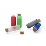 Bouteille en verre avec finition mate et bouchon en bambou 500 ml. image avec logo