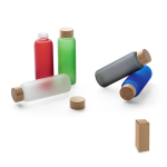 Bouteille en verre avec finition mate et bouchon en bambou 500 ml. diverses couleurs
