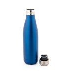 Gourde en acier isolée sous vide avec bouchon métallique 500 ml Satin couleur bleu troisième vue