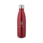 Gourde en acier isolée sous vide avec bouchon métallique 500 ml Satin couleur rouge image avec logo