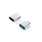Ensemble d'adaptateurs en plastique avec format USB-A et USB-C couleur argenté première vue