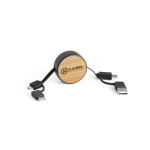 Câble 5 en 1 avec diverses connections USB Cable multicharge Bamboo couleur noir image avec logo