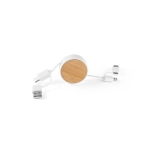 Câble 5 en 1 avec diverses connections USB Cable multicharge Bamboo couleur blanc