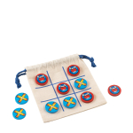 Jeu de morpion simple en bois dans une pochette en coton avec zone d'impression