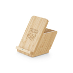 Chargeur avec support pour Smartphone et porte-stylo en bambou Desk couleur naturel image avec logo