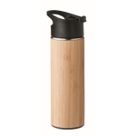 Bouteille isotherme anti-fuite en acier avec bouchon 450ml Tea Travel couleur bois