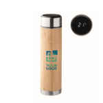 Bouteille isotherme avec thermomètre tactile infuseur 480ml TeaTouch couleur bois vue avec zone d'impression