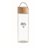 Gourde en verre avec couvercle en bambou poignée 500 ml Crystal Geneve couleur transparent vue principale