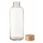 Gourde en verre avec logo, couvercle en bambou 650 ml Pure Glass couleur bois troisième vue