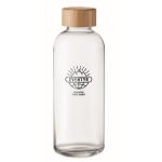 Gourde en verre avec logo, couvercle en bambou 650 ml Pure Glass couleur bois vue principale
