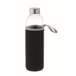 Gourde verre personnalisée avec étui 750 ml Downtown Crystal Large couleur noir