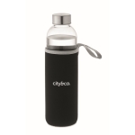 Gourde verre personnalisée avec étui 750 ml Downtown Crystal Large couleur noir vue principale