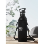 Gourde isotherme avec sac de transport et 2 bouchons 700 ml Adventure couleur noir vue d'ambiance principale