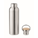 Gourde isotherme inox avec détail bambou et poignée 750 ml Clip Med couleur argenté mat troisième vue