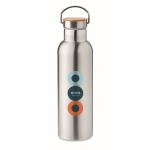 Gourde isotherme inox avec détail bambou et poignée 750 ml Clip Med couleur argenté mat vue principale