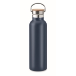 Gourde isotherme inox avec détail bambou et poignée 750 ml Clip Med couleur bleu marine