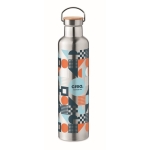 Grande gourde isotherme avec impression couleur 1 L Clip Large couleur argenté mat vue principale