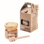 Pot de miel de fleurs sauvages avec distributeur personnalisé 50g couleur bois