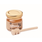 Pot de miel de fleurs sauvages avec distributeur personnalisé 50g couleur bois troisième vue