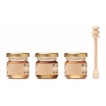 Sélection de 3 pots de miel avec distributeur et graines 50g Diverse couleur bois cinquième vue