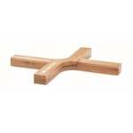 Dessous de plat pliant en forme de croix en bambou Bamboo couleur bois vue principale