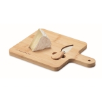 Planche carrée pour découper et servir le fromage avec couteau Gouda couleur bois deuxième vue principale