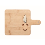 Planche carrée pour découper et servir le fromage avec couteau Gouda couleur bois quatrième vue