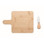 Planche carrée pour découper et servir le fromage avec couteau Gouda couleur bois cinquième vue