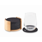 10 dessous de verres circulaires en feutre avec support RPET Black couleur bois deuxième vue
