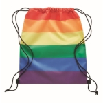 Sac cordelette personnalisé en PP de couleur arc-en-ciel Rainbow RPET couleur multicolore troisième vue