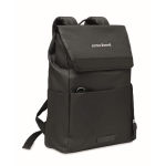 Sac à dos pour ordinateur de 15´´ avec poches et rabat aimanté RPET couleur noir vue principale