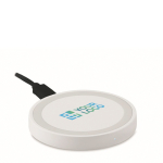 Chargeur publicitaire circulaire éclairé pour smartphone Basepad Ultra couleur blanc vue avec zone d'impression