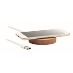 Chargeur avec forme ronde en liège compatible avec Iphone Fill couleur beige deuxième vue