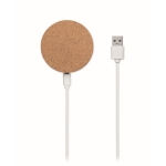 Chargeur avec forme ronde en liège compatible avec Iphone Fill couleur beige cinquième vue