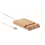Chargeur 10W en bambou avec support pour smartphone Valley couleur bois