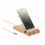 Chargeur 10W en bambou avec support pour smartphone Valley couleur bois deuxième vue