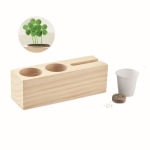Support pour stylo et téléphone en bois avec graines Wood couleur bois
