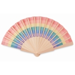 Éventail arc-en-ciel en bois avec tissu polyester Rainbow Fan couleur multicolore deuxième vue