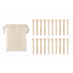 Ensemble de 20 tees de golf dans une pochette en coton Golf Eco couleur beige