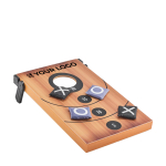 Double jeu de lancer de sacs et morpion Duo SandBag et TicTacToe couleur bois vue avec zone d'impression