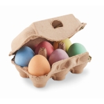 6 craies originales en forme d'œuf dans une boîte à œufs Eggs couleur beige