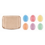 6 craies originales en forme d'œuf dans une boîte à œufs Eggs couleur beige troisième vue