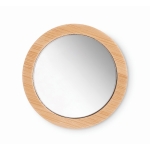 Miroir de maquillage rond en bambou avec sac en coton Make Up couleur bois deuxième vue