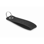 Porte-clés économique rectangulaire en feutre coloris formel Long RPET couleur noir