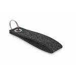 Porte-clés économique rectangulaire en feutre coloris formel Long RPET couleur gris foncé