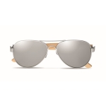 Lunettes de soleil avec branches en bambou et étui Trendy Glass couleur argenté brillant deuxième vue