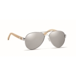Lunettes de soleil avec branches en bambou et étui Trendy Glass couleur argenté brillant cinquième vue