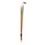 Cordon RPET arc-en-ciel avec boucle et fermoir de sécurité Rainbow couleur multicolore
