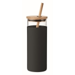 Verre de 450 ml avec housse en silicone et paille Crystal Straw couleur noir